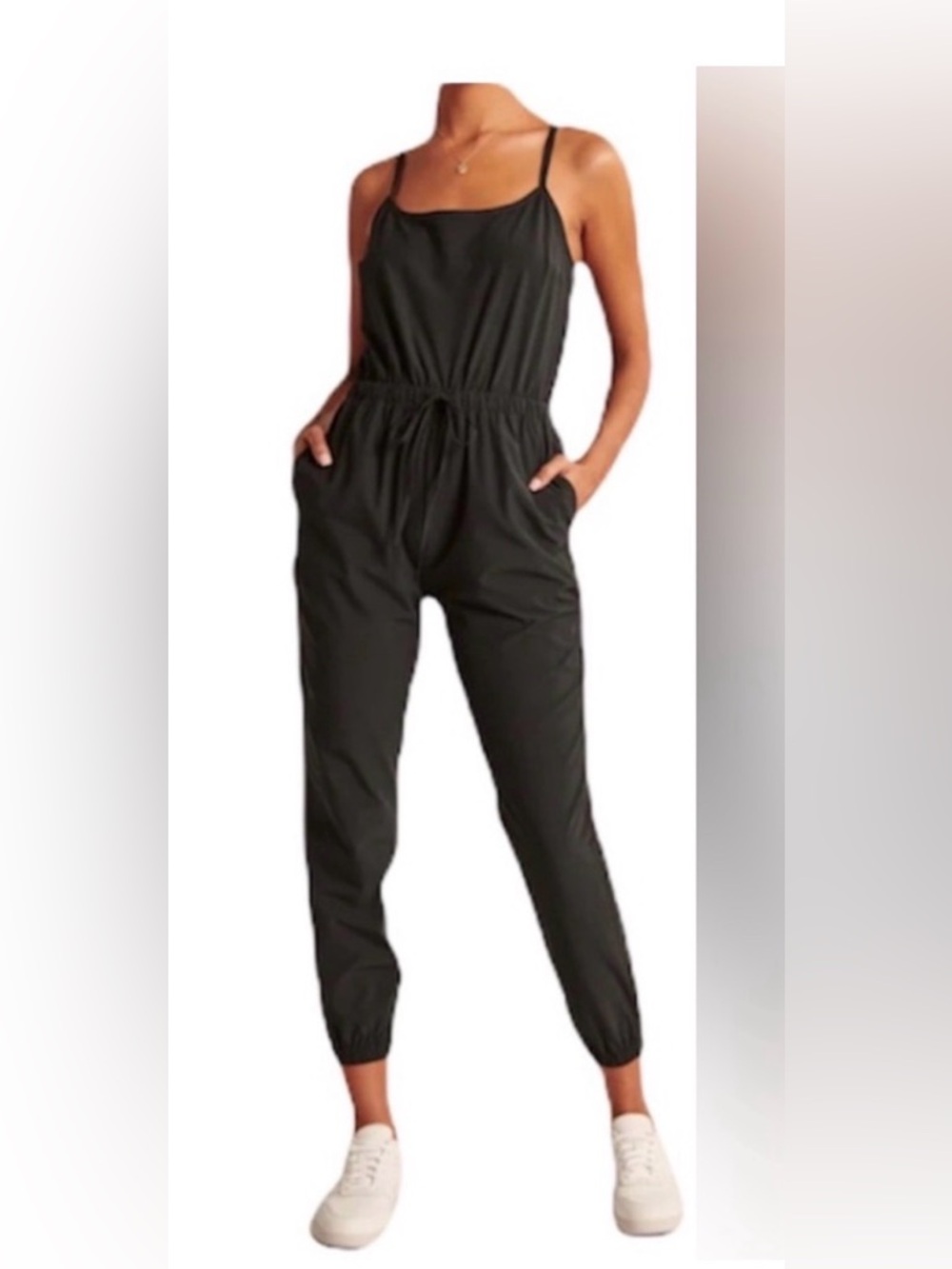 Abercrombie Black Traveler Cropped Jogger Jumpsuit- Medium